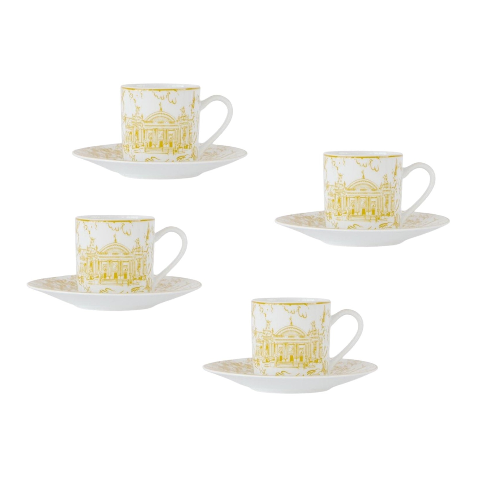 Bernardaud, Tout Paris, Set of 4 coffee cups and saucers