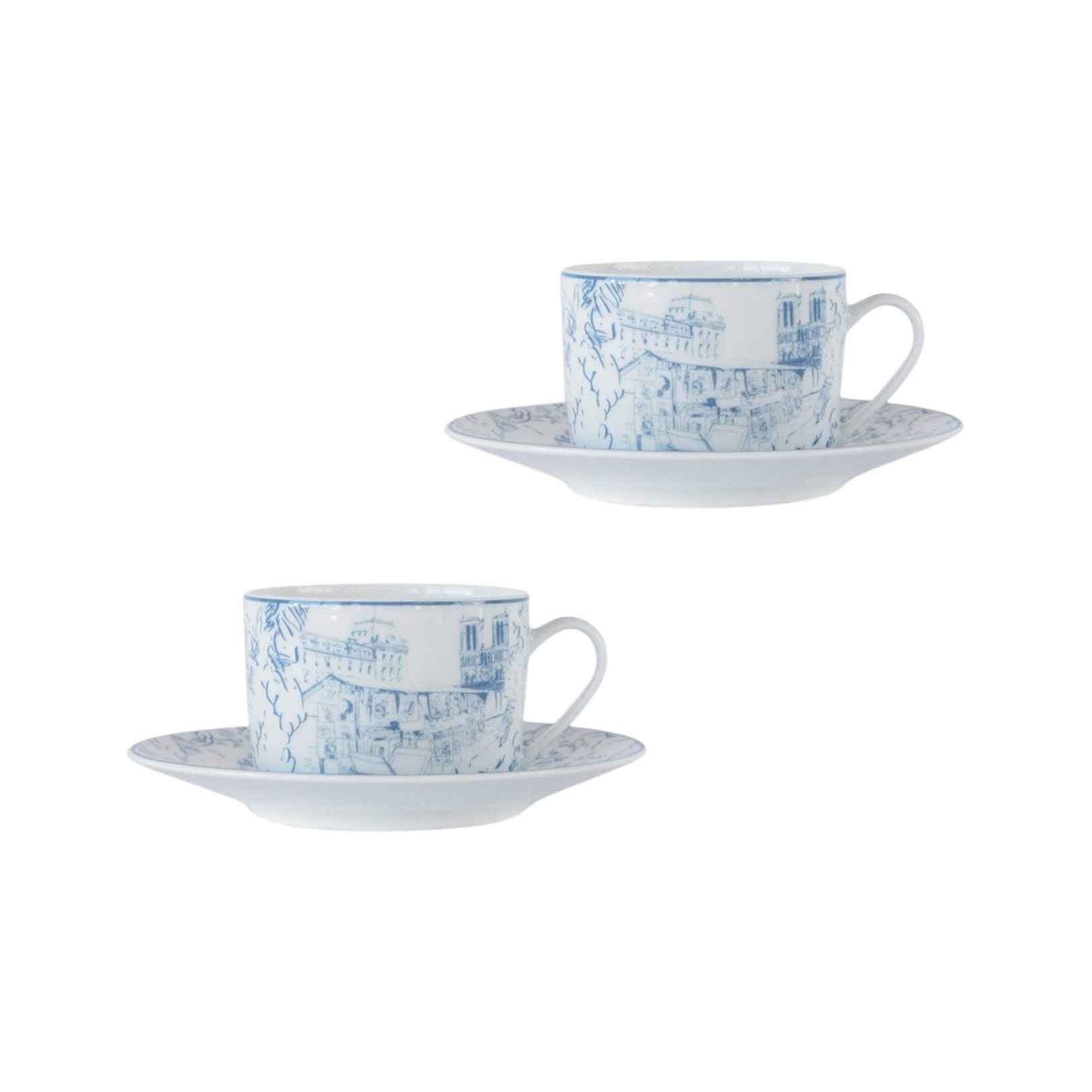 Bernardaud, Tout Paris, Set of 2 tea cups and saucers