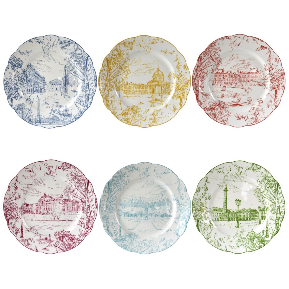 Bernardaud, Tout Paris, Set of 6 dinner plates