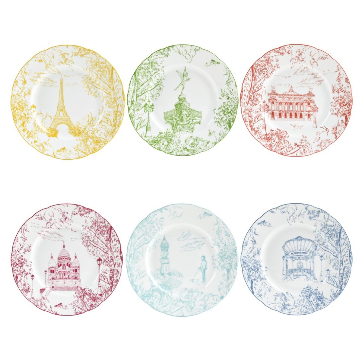 Bernardaud, Tout Paris, Set of 6 salad plates