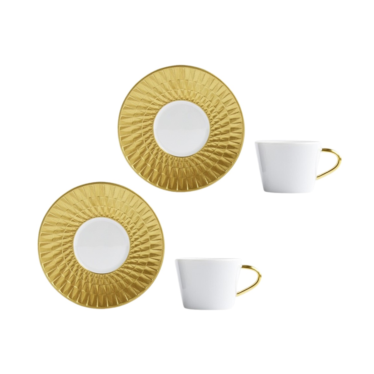 Bernardaud, Twist Gold, Set of 2 coffee cups and saucers