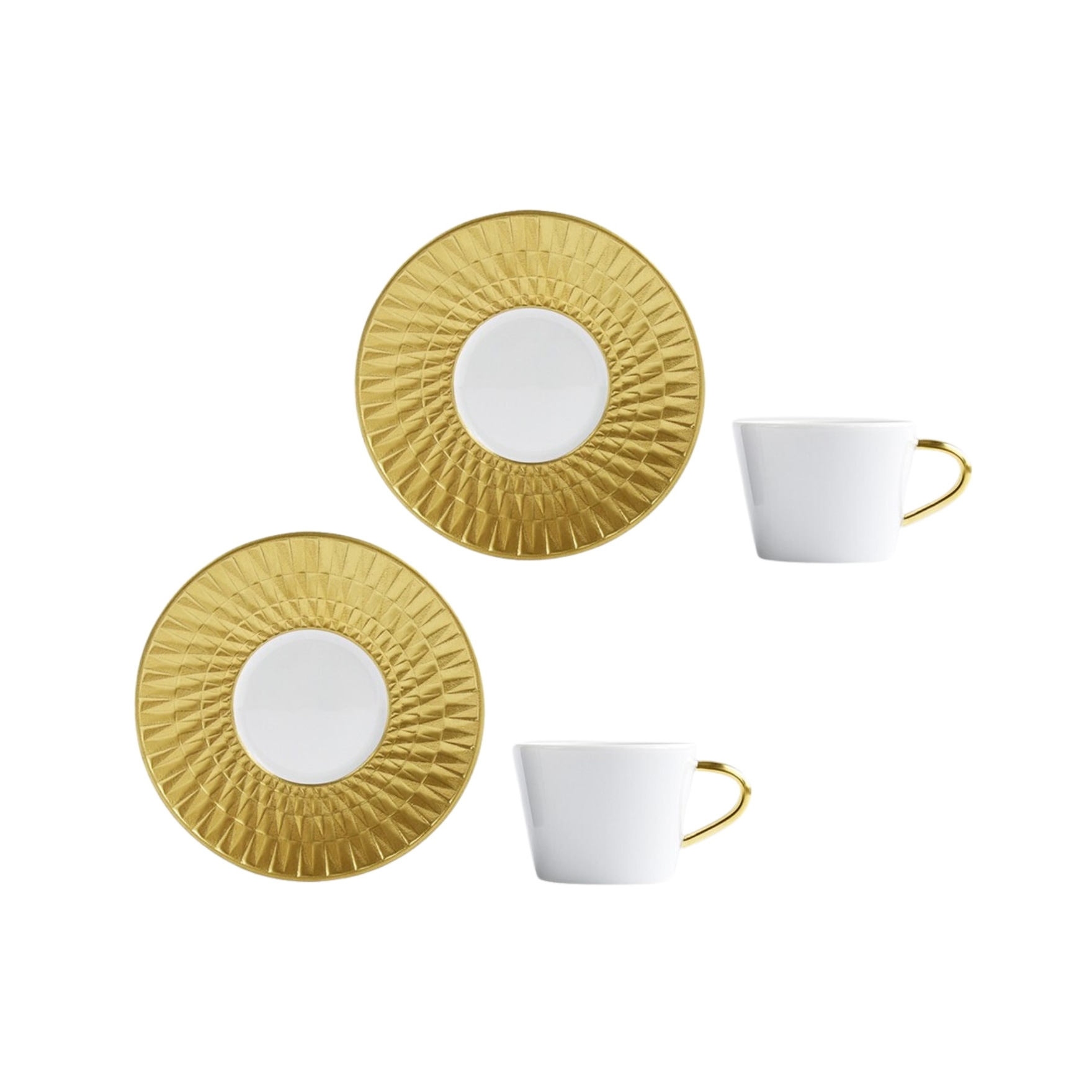 Bernardaud, Twist Gold, Set of 2 coffee cups and saucers