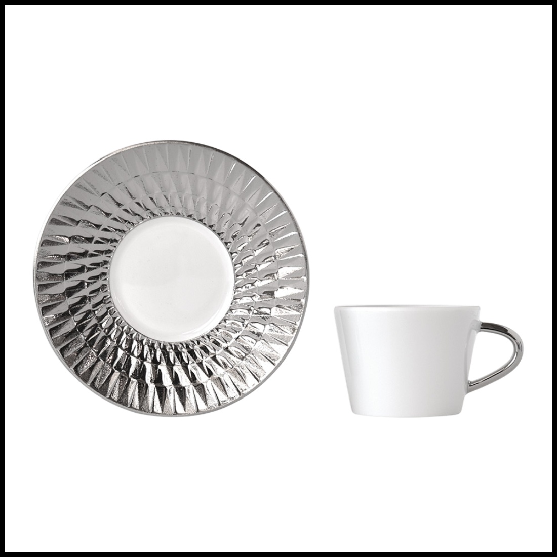 Bernardaud, Twist Platinum, Expresso cup and saucer