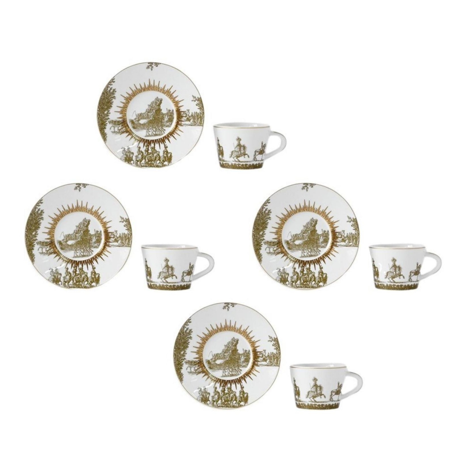 Bernardaud, Versailles Enchanté, Set of 4 coffee cups and saucers