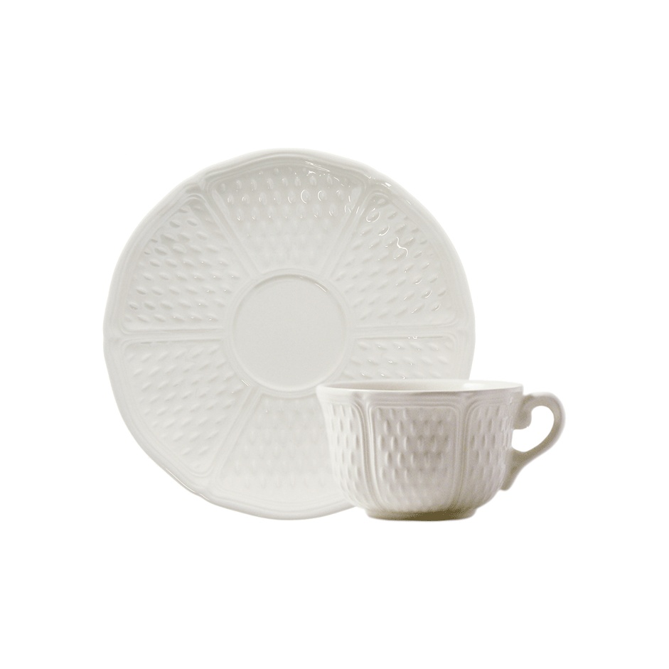 Gien, Pont aux Choux White, Breakfast cups and saucers, set of 2