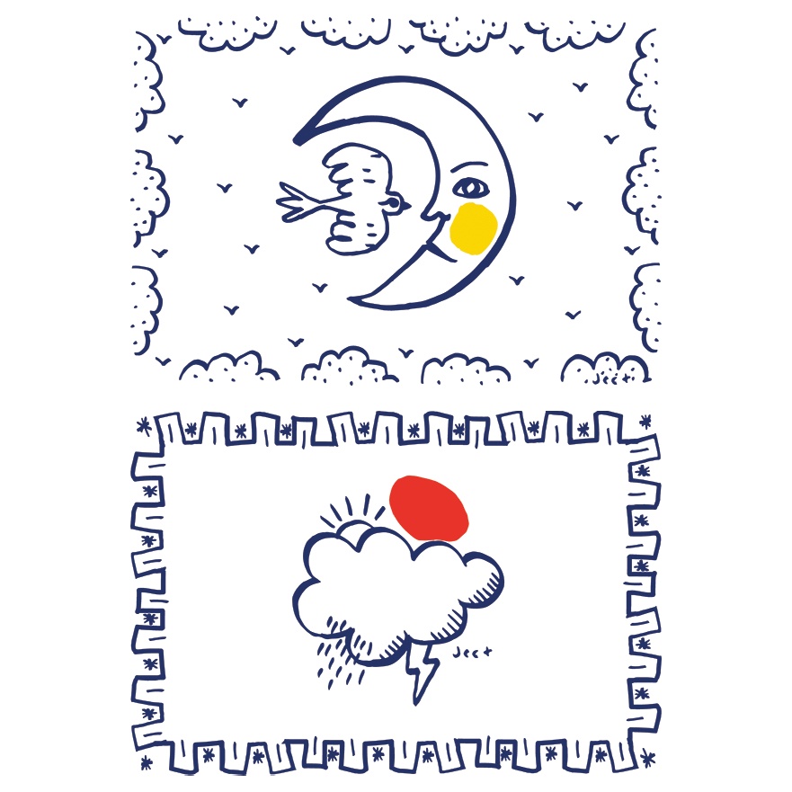 Gien, L'Archipel Sentimental, Assorted placemats Lune + Nuage, set of 2