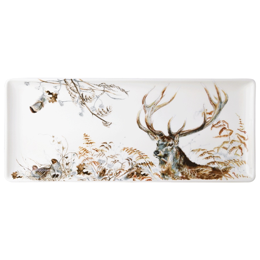 Gien, Sologne, Oblong serving tray stag