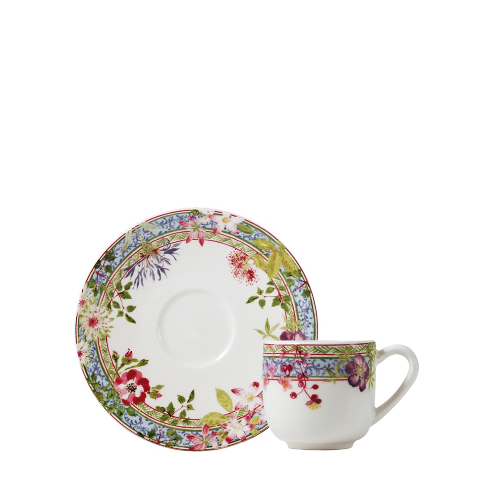 Gien, Millefleurs, Coffee cup and saucer, set of 2