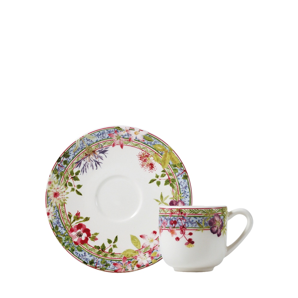 Gien, Millefleurs, Coffee cup and saucer, set of 2
