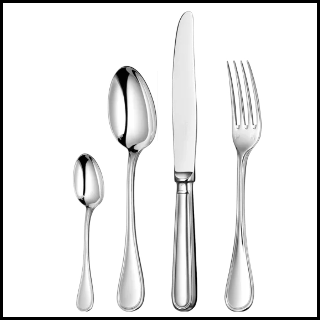 Christofle, Albi cutlery, silver plated, 24-Piece Silver-Plated Flatware Set with Free Chest