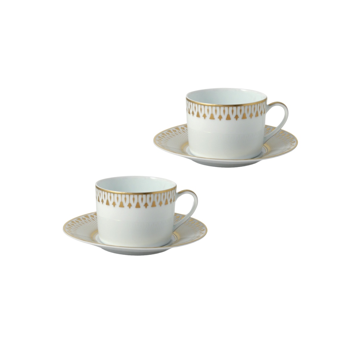 Bernardaud, Soleil levant, Set of 2 tea cups and saucers