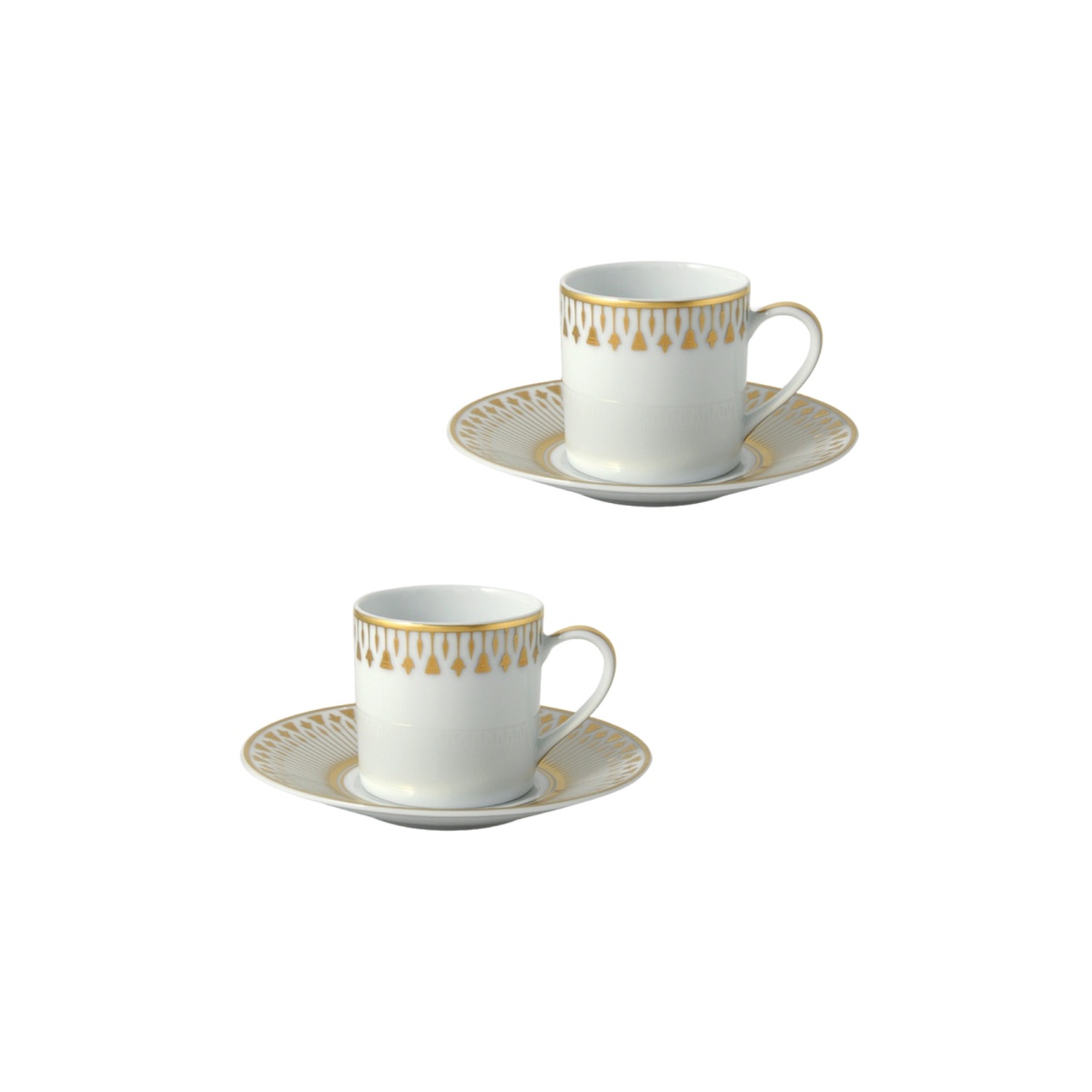 Bernardaud, Soleil levant, Set of 2 coffee cups and saucers