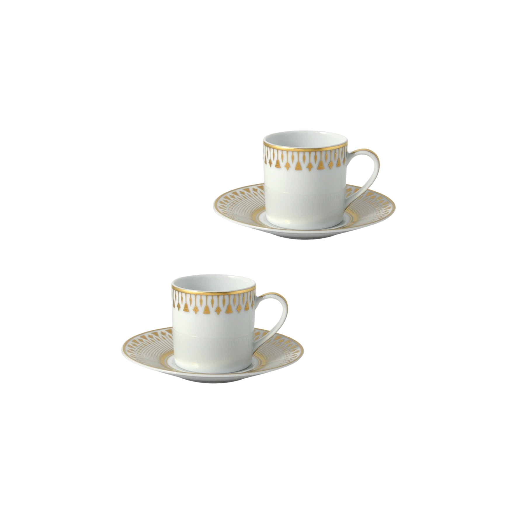 Bernardaud, Soleil levant, Set of 2 coffee cups and saucers
