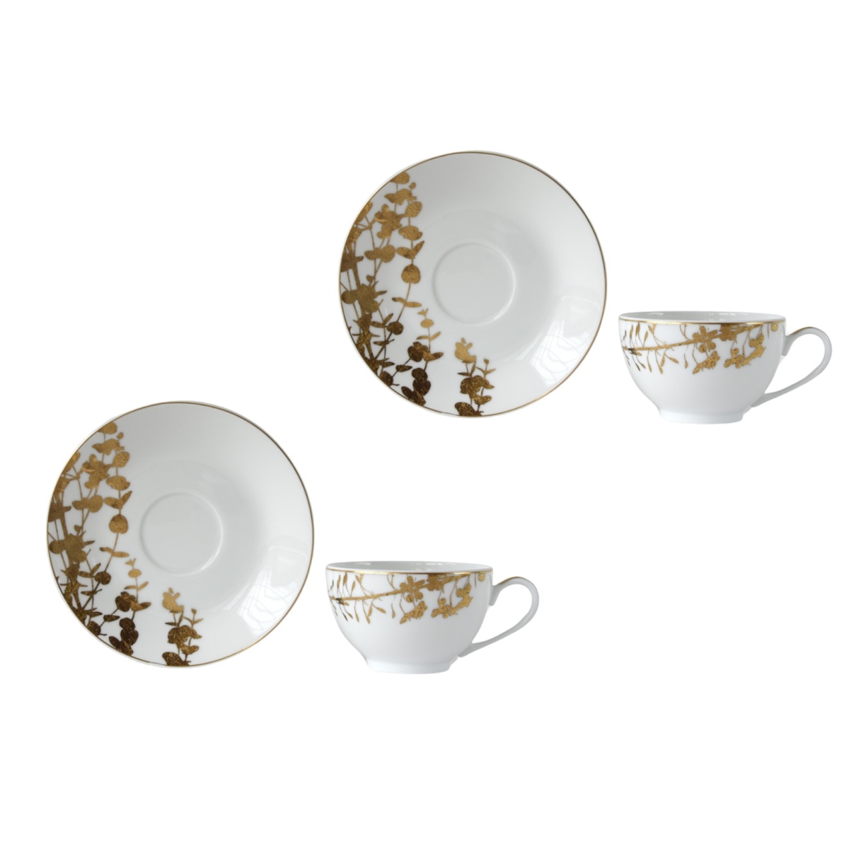 Bernardaud, Vegetal Gold, Set of 2 tea cups and saucers