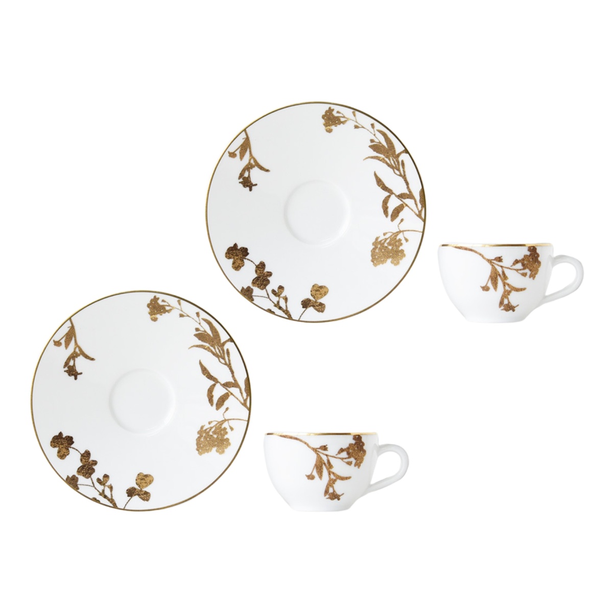 Bernardaud, Vegetal Gold, Set of 2 coffee cups & saucers