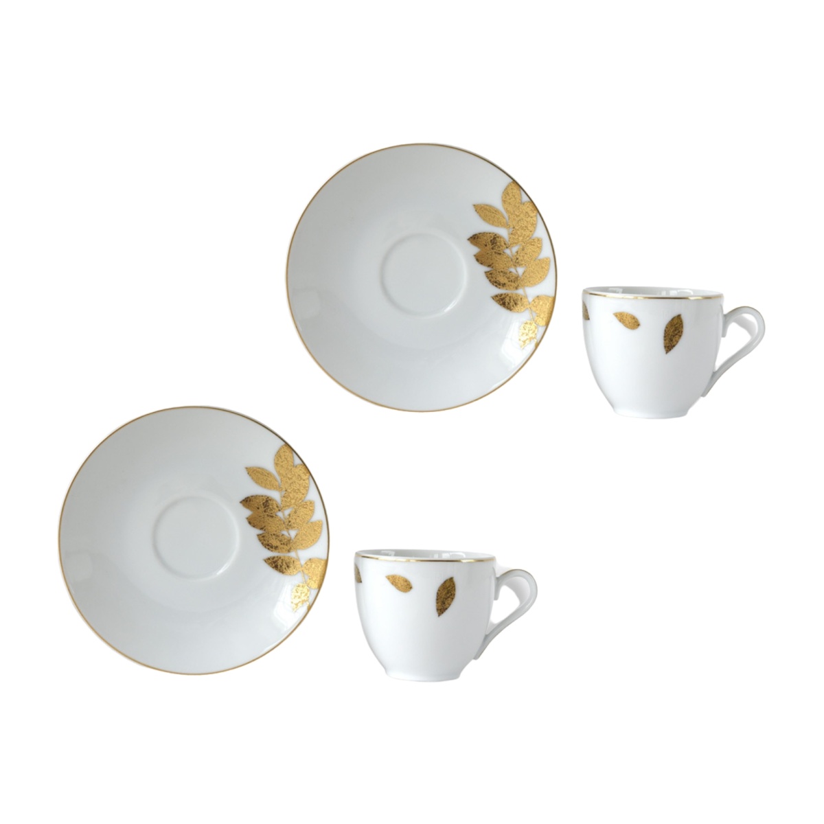 Bernardaud, Vegetal Gold, Set of 2 espresso cups and saucers