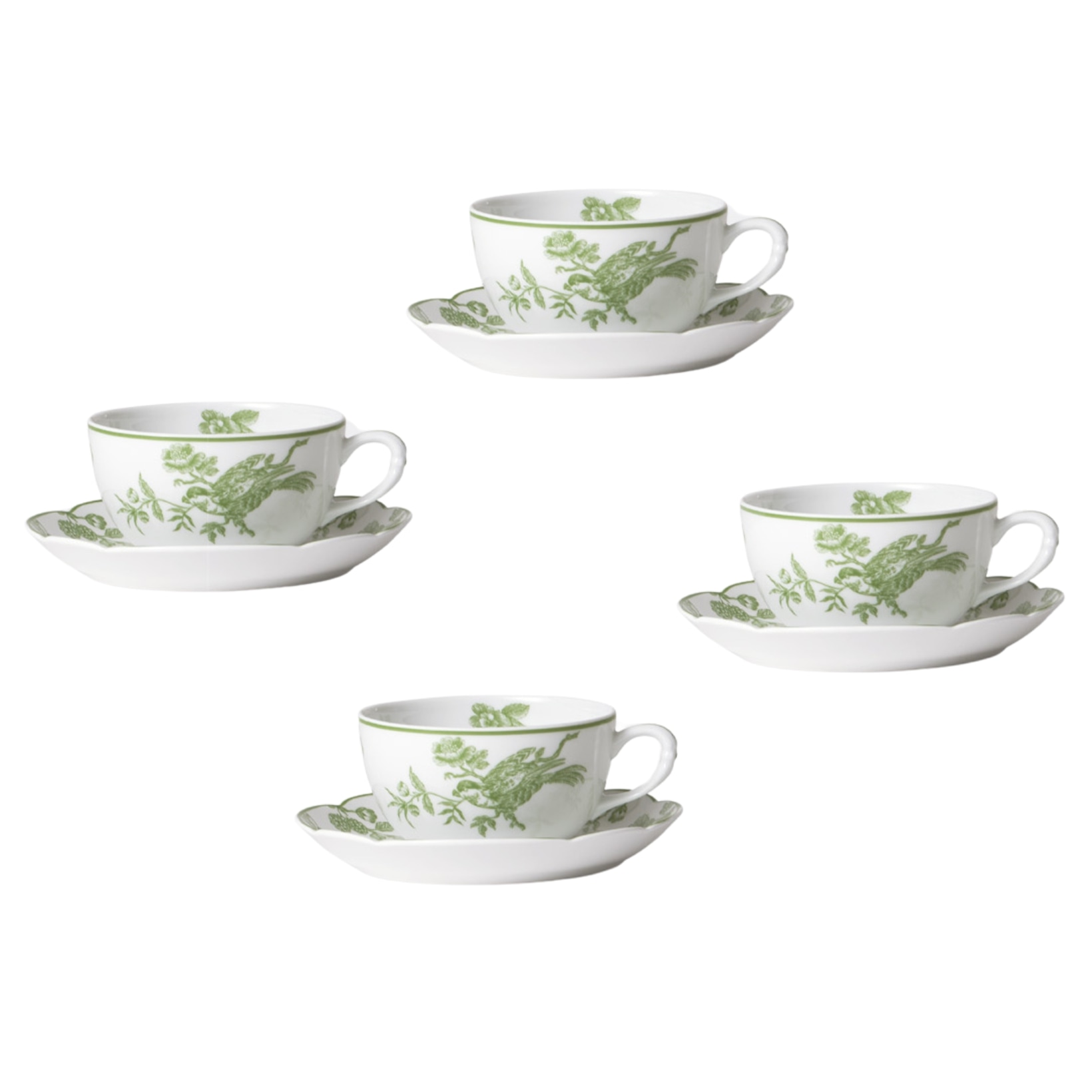 Bernardaud, ALBERTINE, Set of 4 tea cups and saucers
