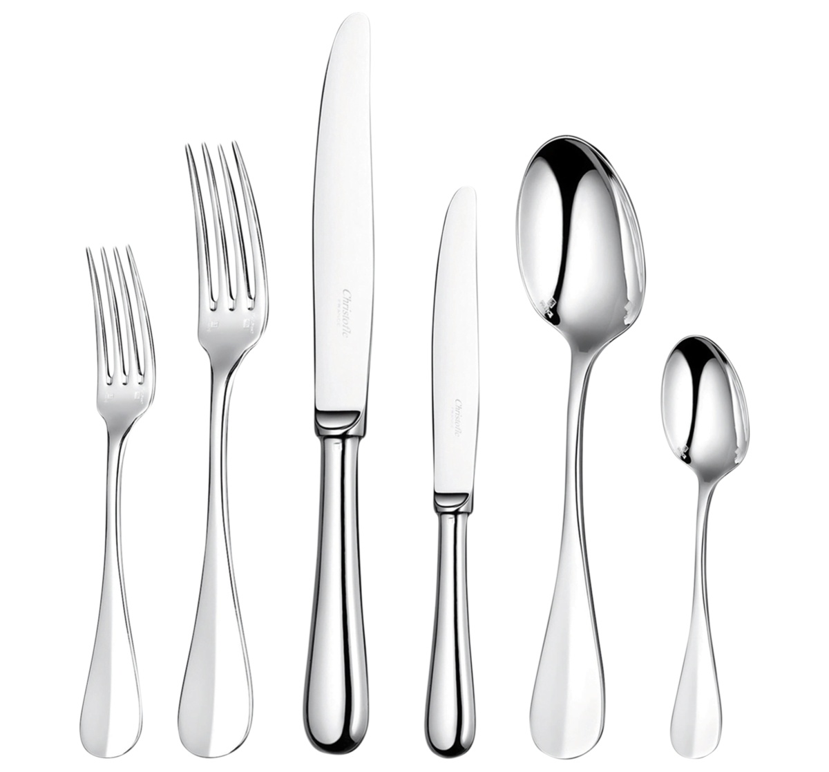 Christofle, Fidelio cutlery, silver plated, Flatware set for 12 people (48 pieces)