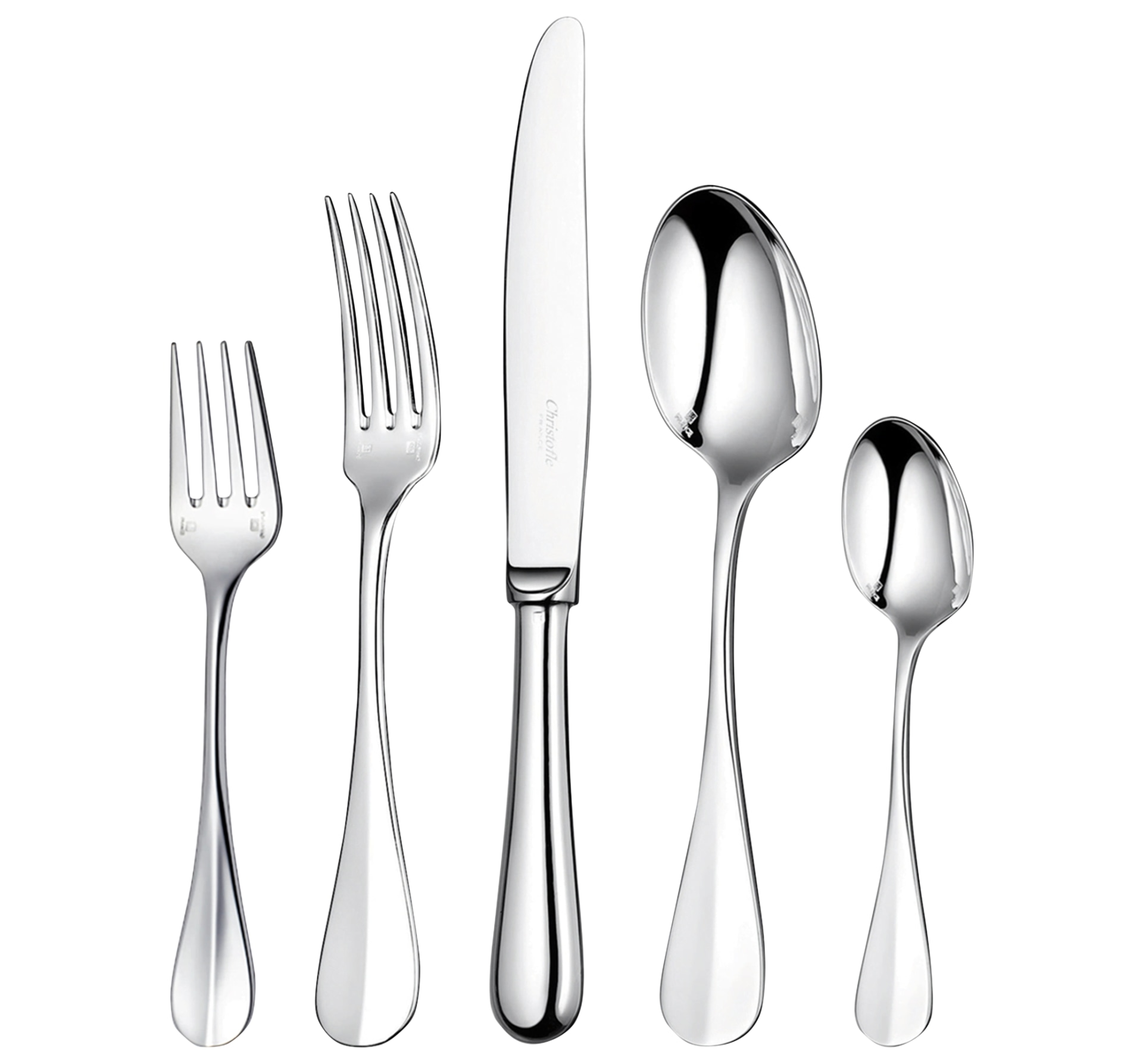 Christofle, Fidelio cutlery, silver plated, Individual place settings (5 pieces)