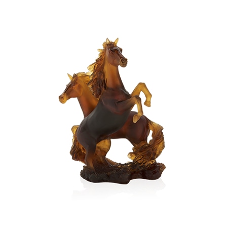 Daum, Univers Animaliers, 2 Horse Cavalcade sculpture, 500 ex