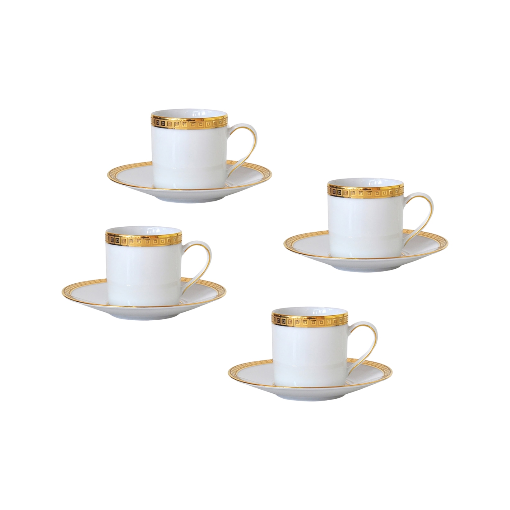 Bernardaud, Athena Gold, Set of 4 coffee cups and saucers