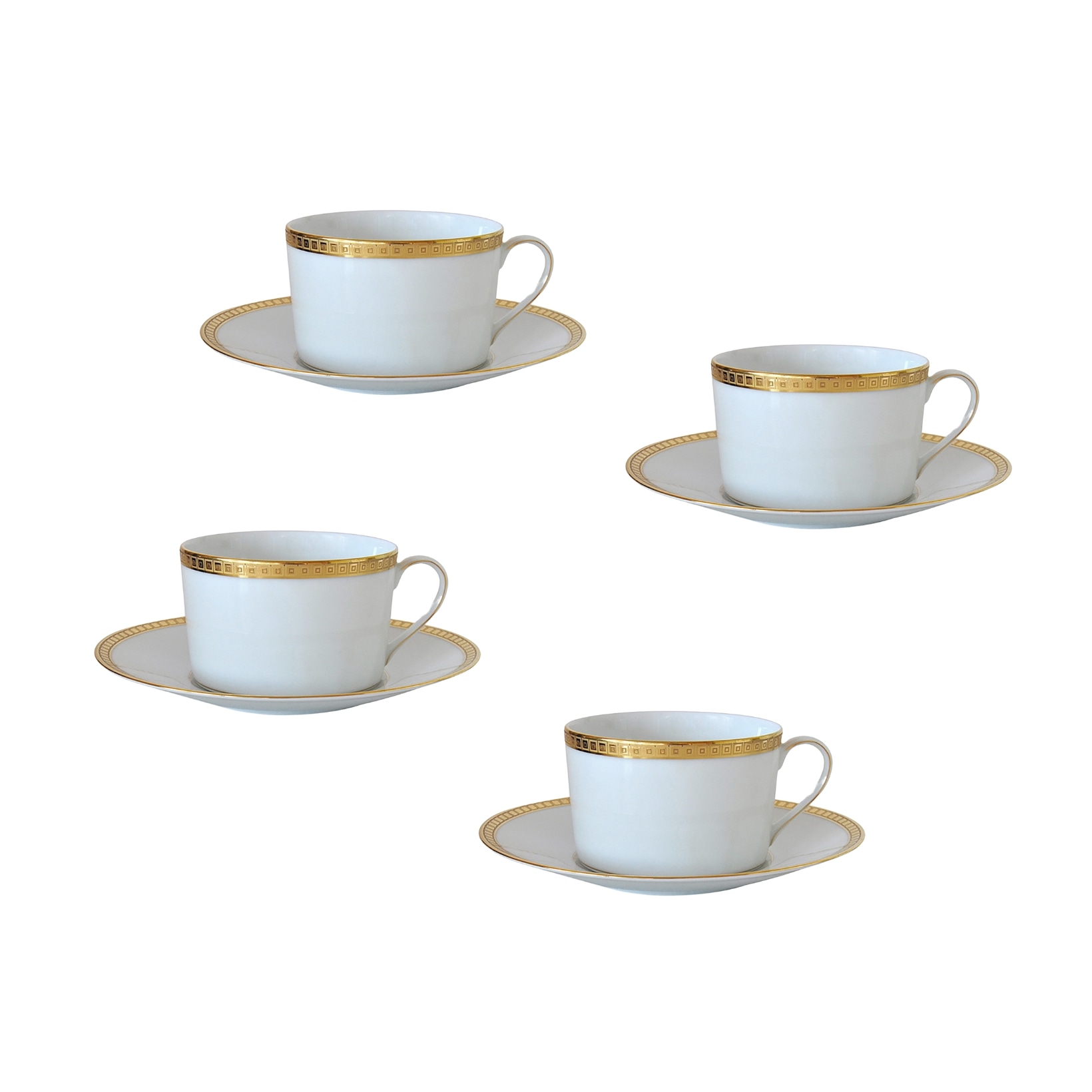 Bernardaud, Athena Gold, Set of 4 tea cups and saucers