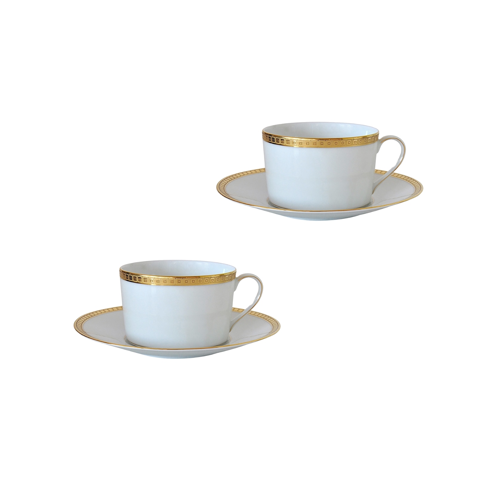 Bernardaud, Athena Gold, Set of 2 tea cups and saucers