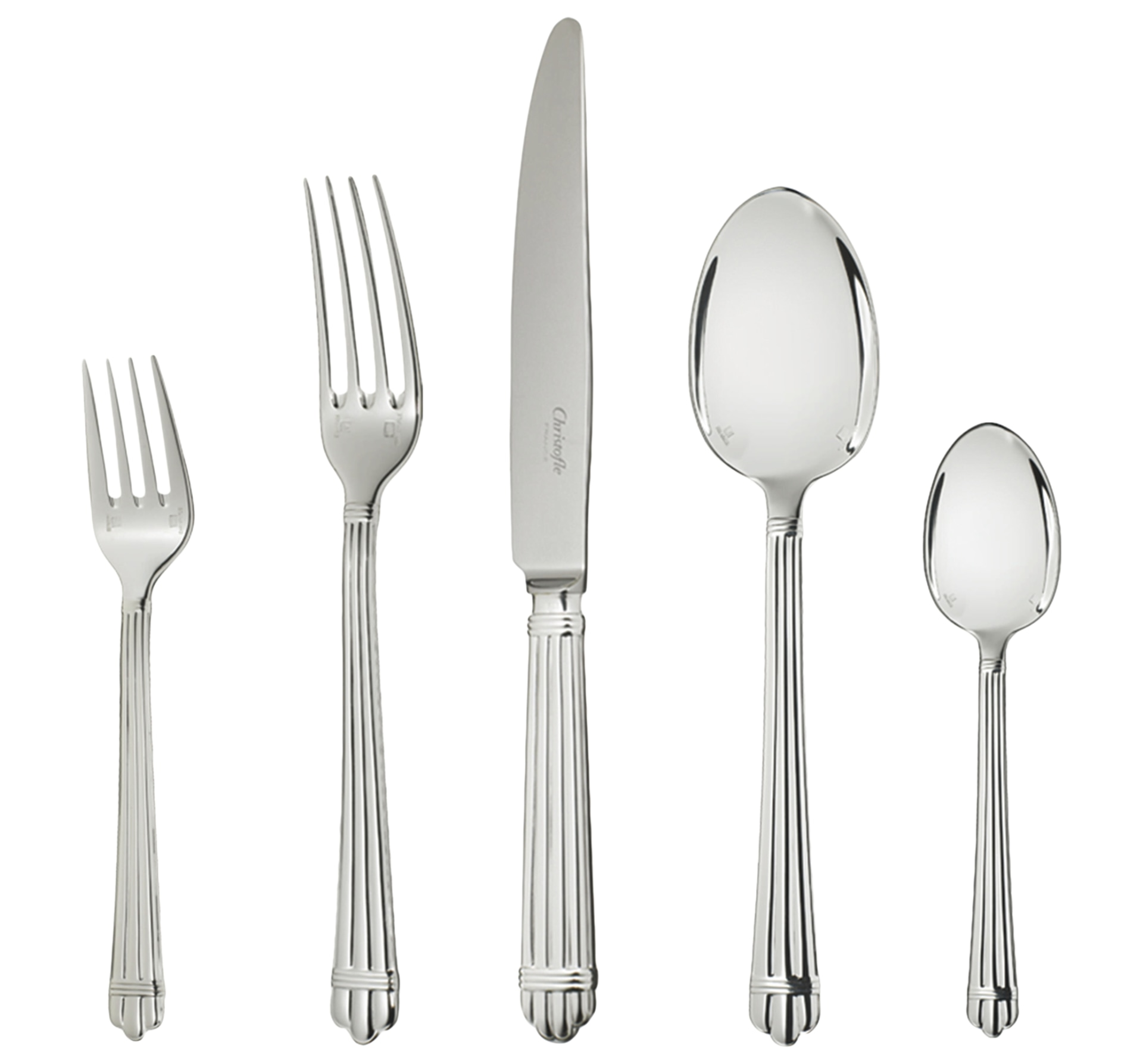 Christofle, Aria cutlery, silver plated, Individual place settings (5 pieces)