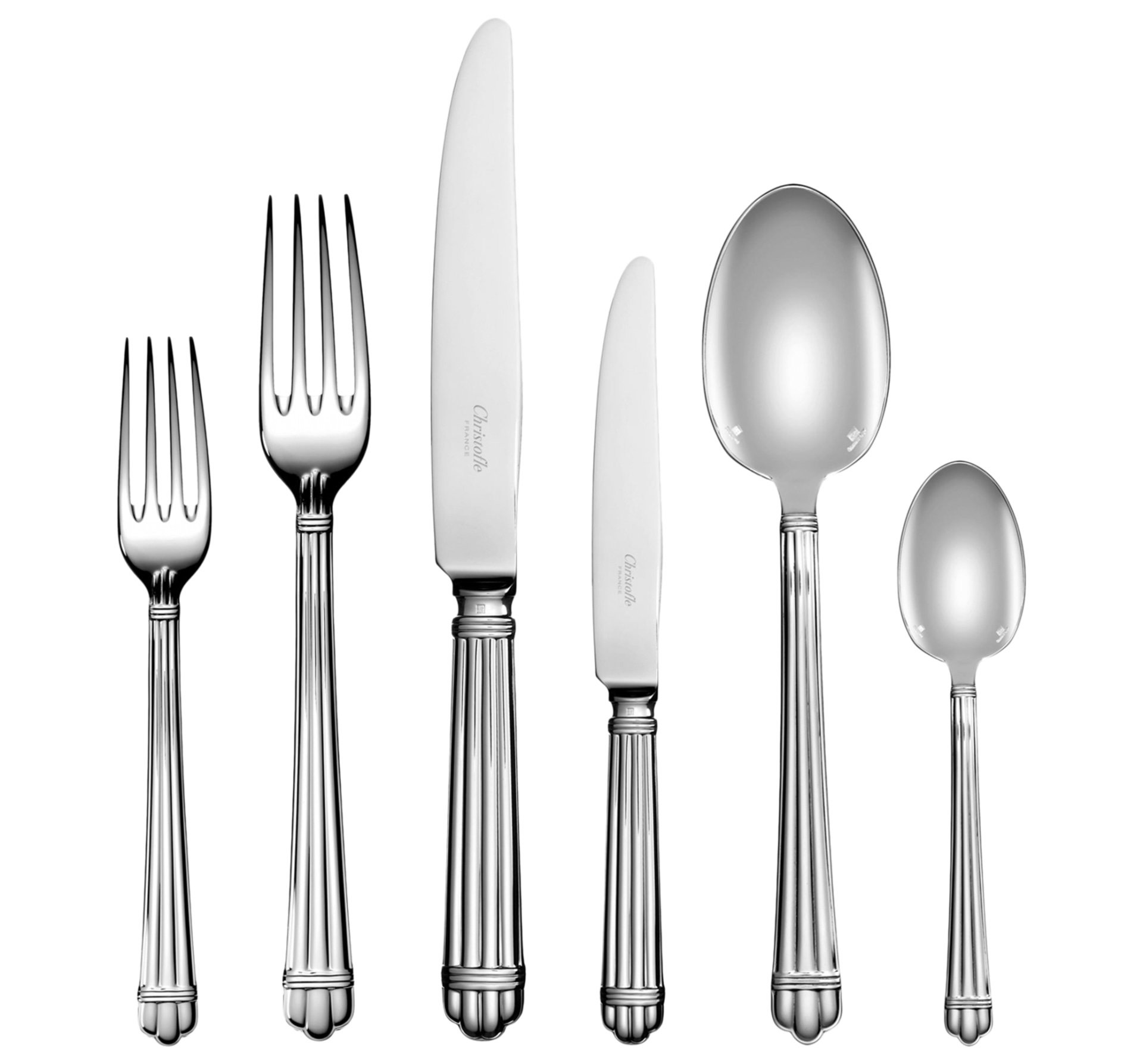 Christofle, Aria cutlery, sterling silver, Individual place settings (5 pieces)