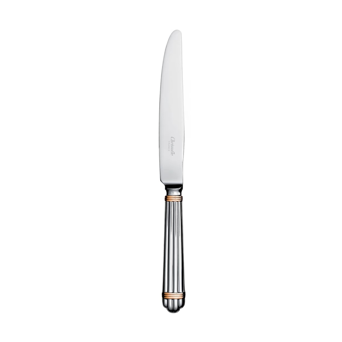 Christofle, Aria cutlery, silver plated with gold ring, Dessert knife