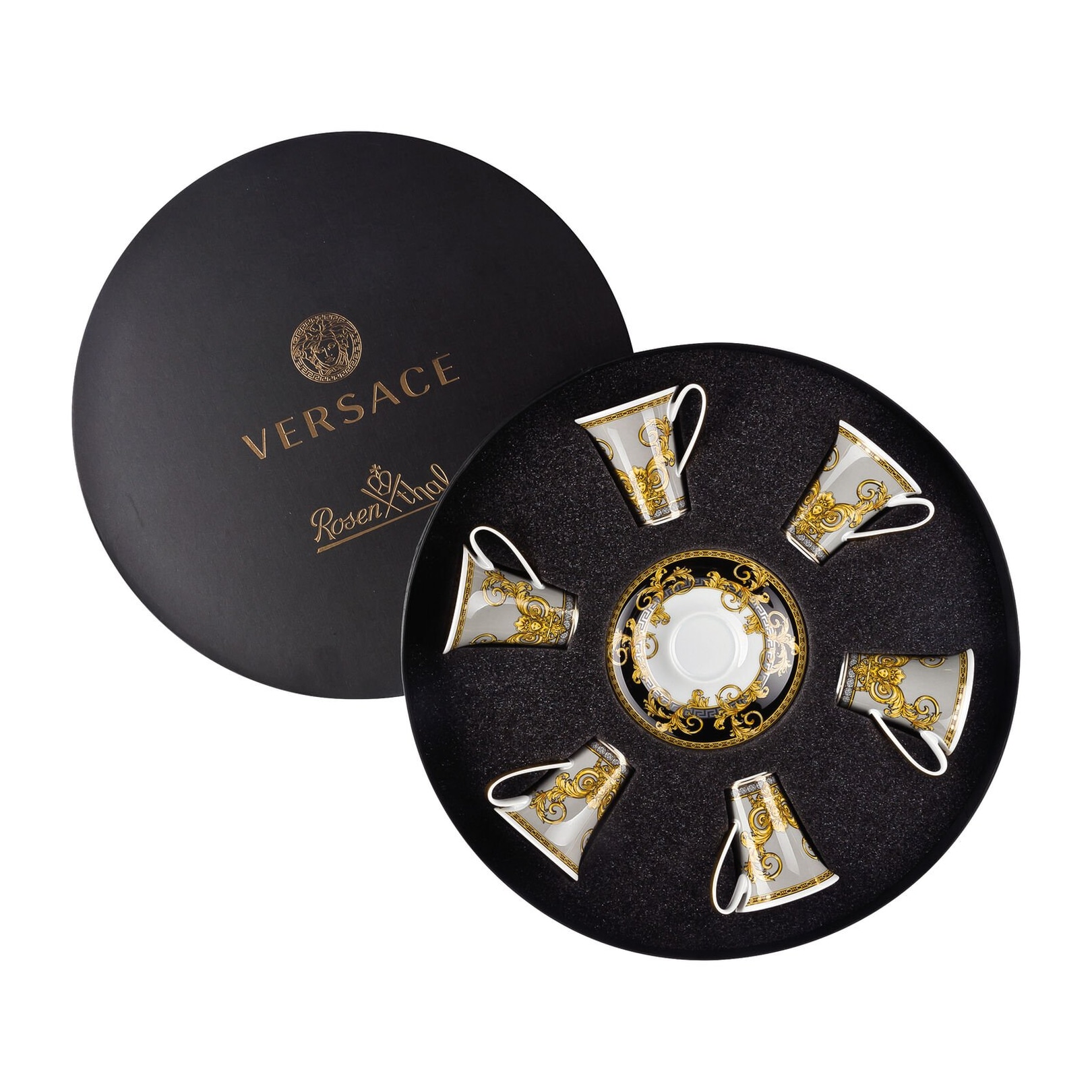 Versace, Prestige gala, Set of 6 espresso cups and saucers