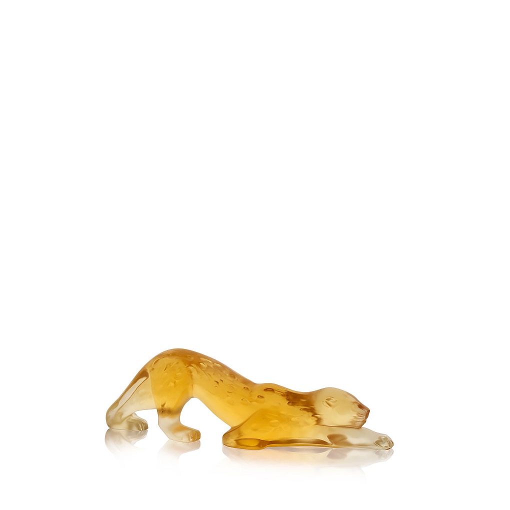 Lalique, Zeila panther sculptures, Small panther sculpture, amber