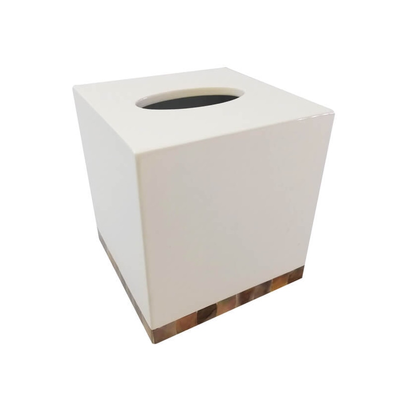 Von Gern Home, Trays and boxes, Lacquer & shell tissue box, white shell