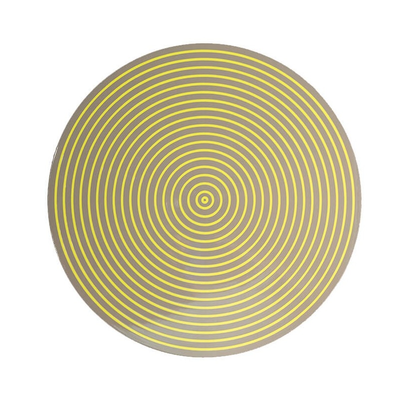 Von Gern Home, Stripe placemats and coasters, Round stripe placemat, gray & yellow