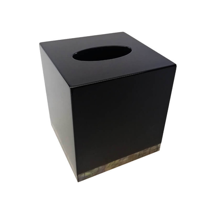 Von Gern Home, Trays and boxes, Lacquer & shell tissue box, black shell