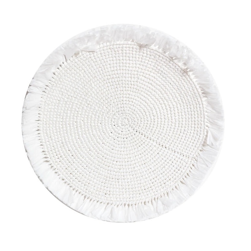 Von Gern Home, Woven, Fringe placemat, white