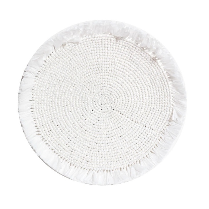 Von Gern Home, Woven, Fringe placemat, white