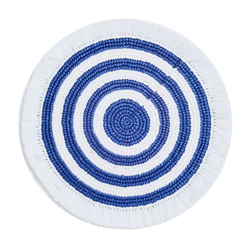 Von Gern Home, Woven, Fringe placemat, white & navy