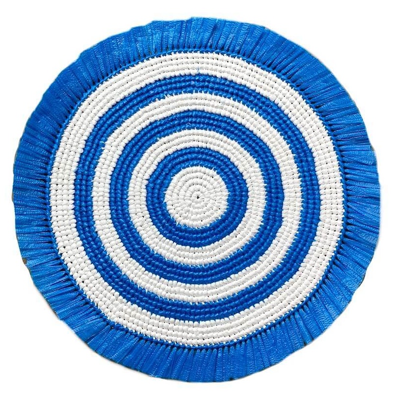 Von Gern Home, Woven, Fringe placemat, blue & white