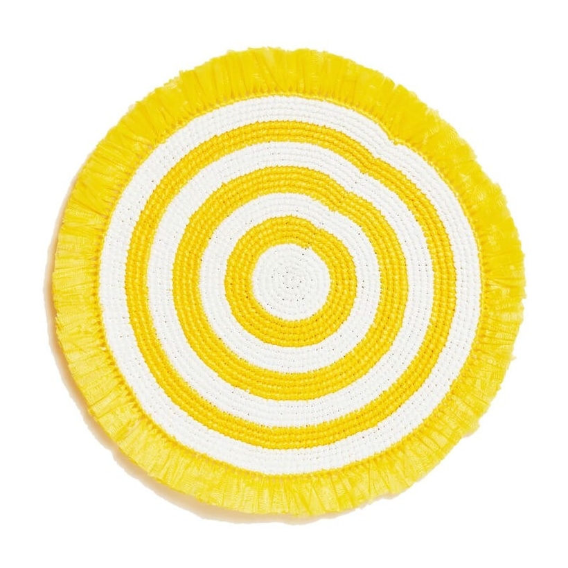 Von Gern Home, Woven, Fringe placemat, yellow & white