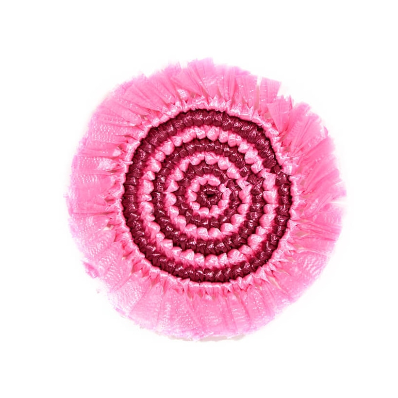 Von Gern Home, Woven, Set of 4 fringe coasters, pink & maroon