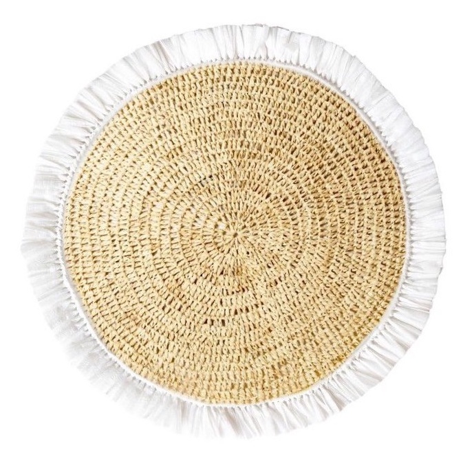 Von Gern Home, Woven, Rattan fringe placemat, white