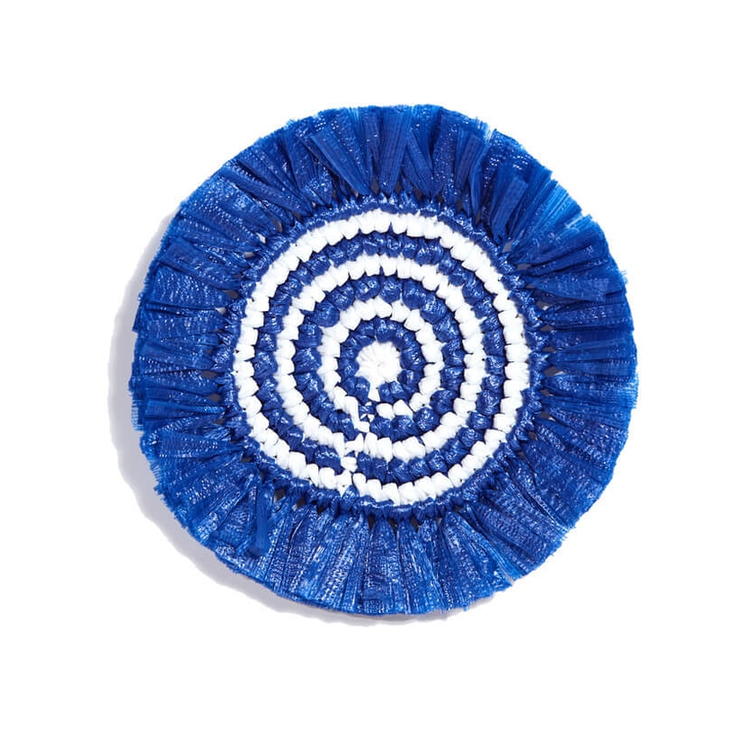 Von Gern Home, Woven, Set of 4 fringe coasters, navy & white