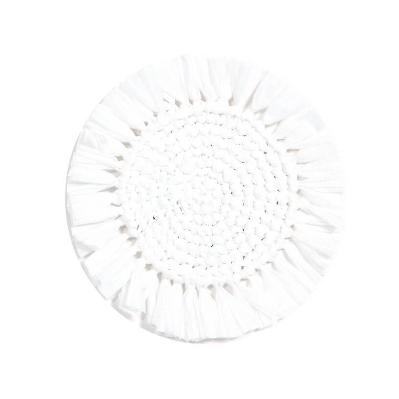 Von Gern Home, Woven, Set of 4 fringe coasters, white