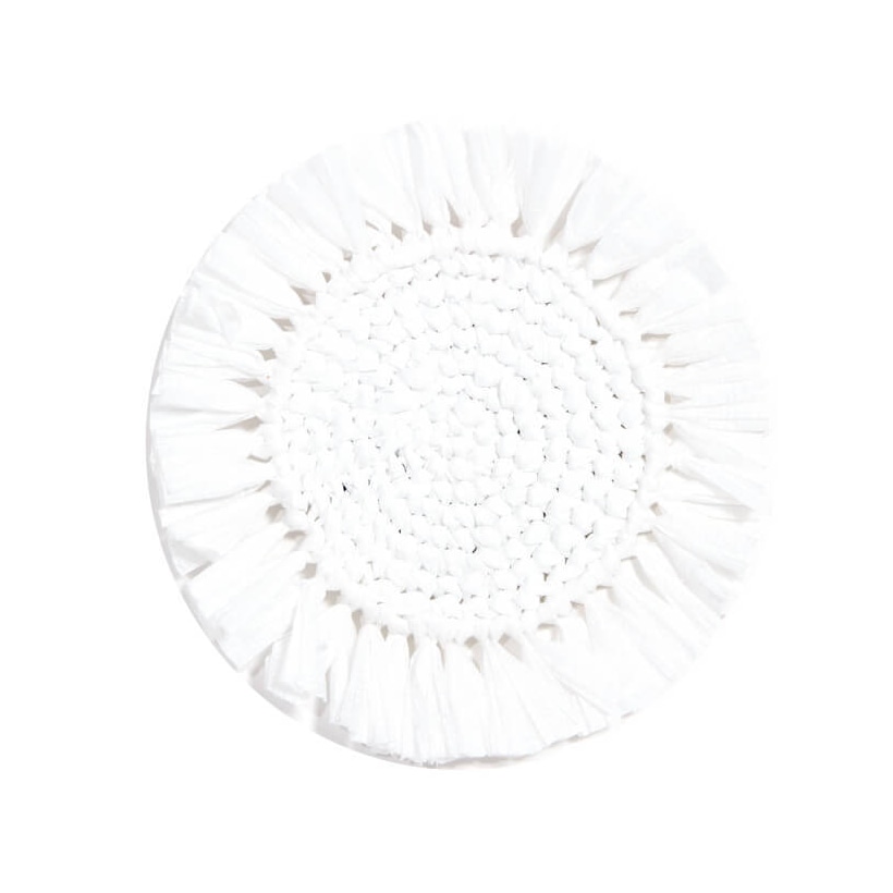Von Gern Home, Woven, Set of 4 fringe coasters, white
