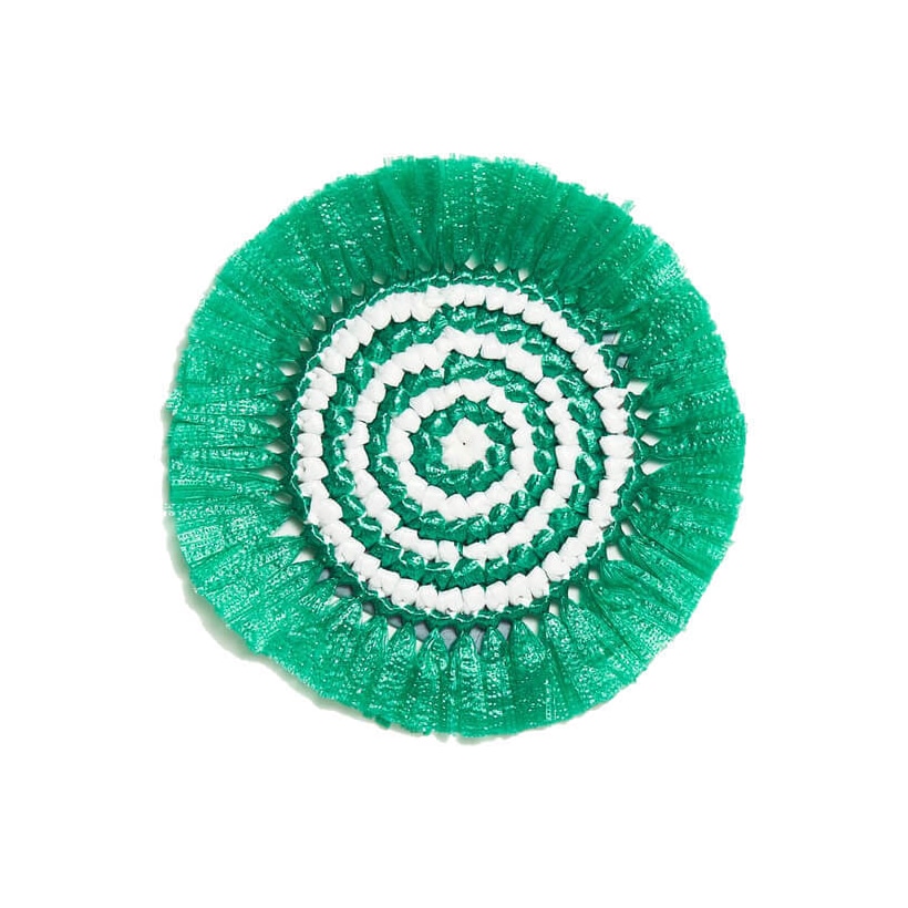 Von Gern Home, Woven, Set of 4 fringe coasters, green & white