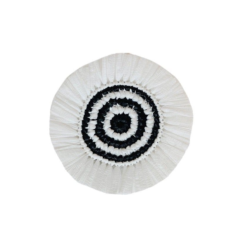 Von Gern Home, Woven, Set of 4 fringe coasters, white & black