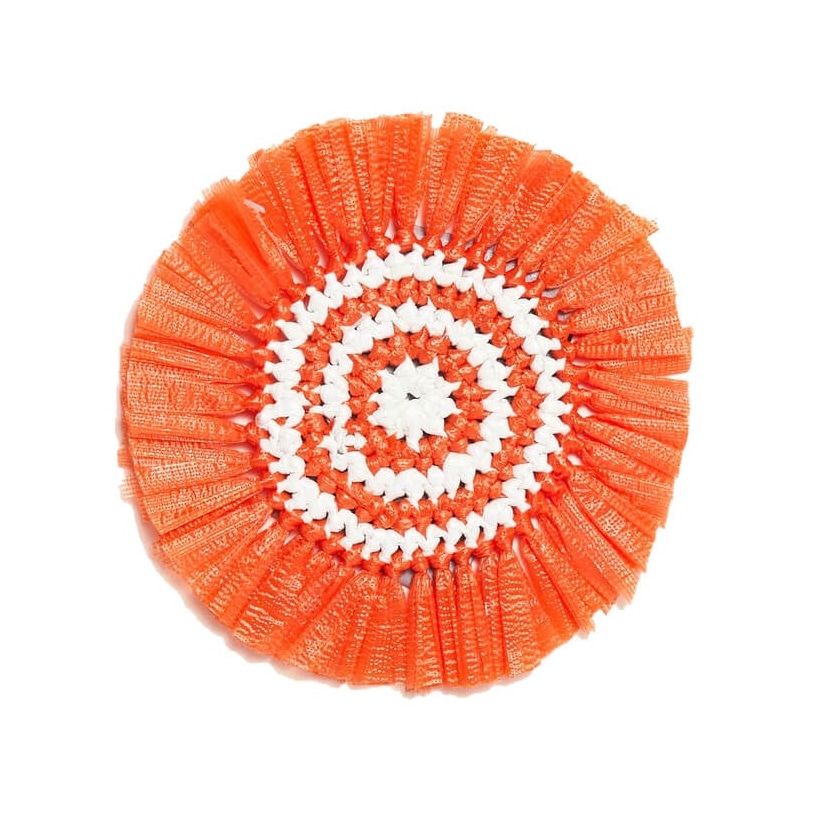 Von Gern Home, Woven, Set of 4 fringe coasters, orange & white