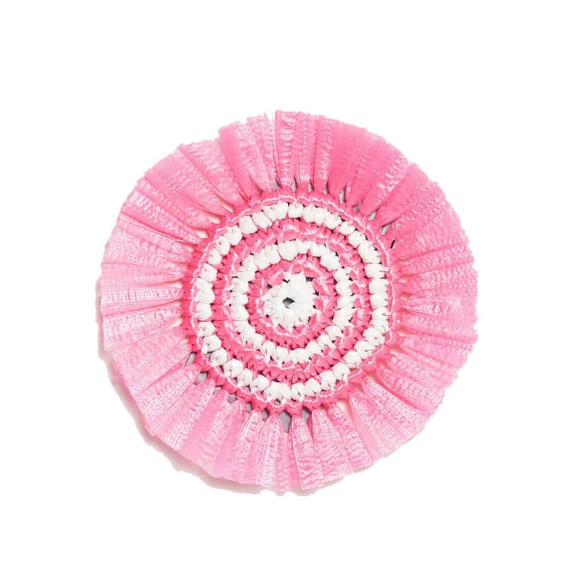 Von Gern Home, Woven, Set of 4 fringe coasters, pink & white
