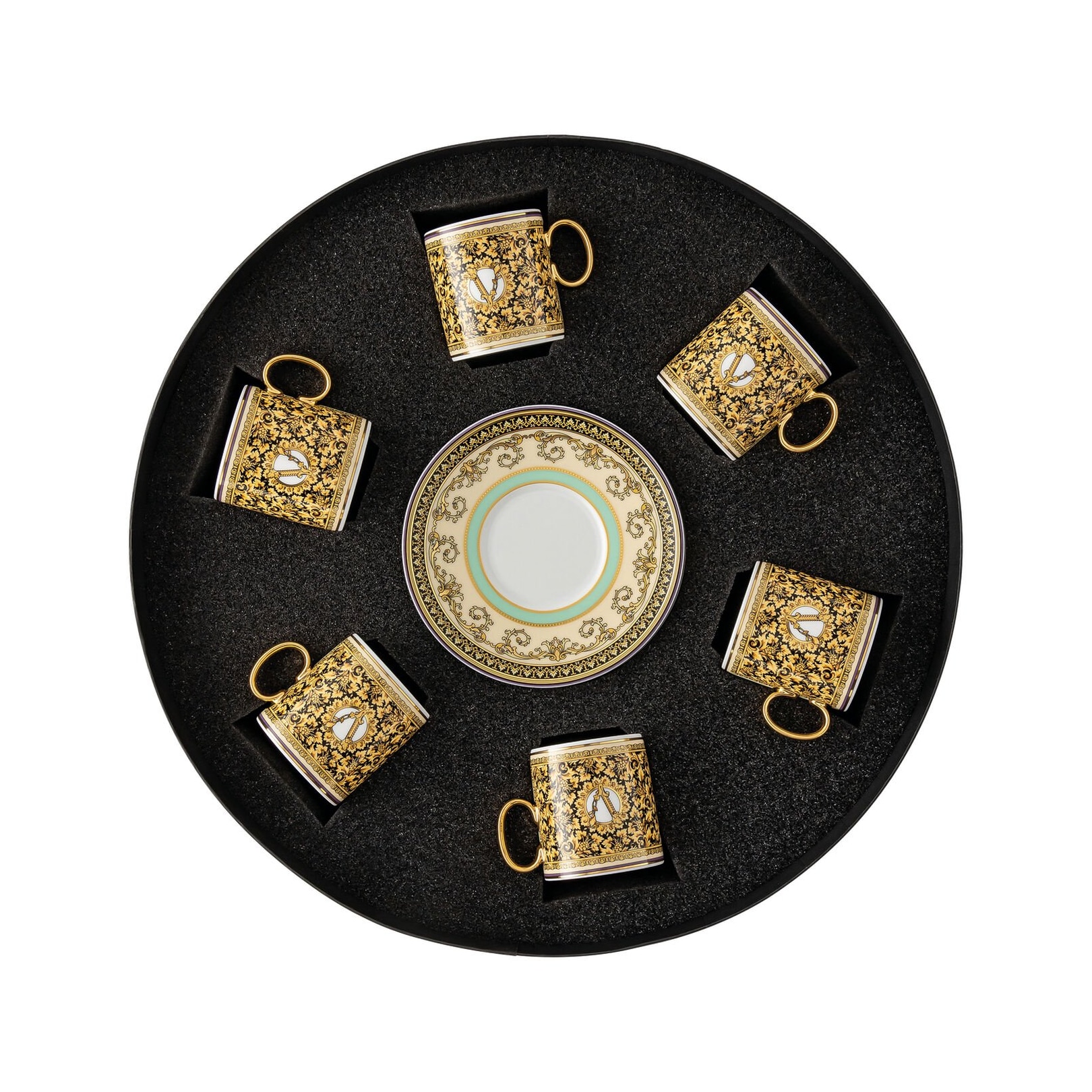 Versace, Barocco mosaic, Set of 6 espresso cups and saucers